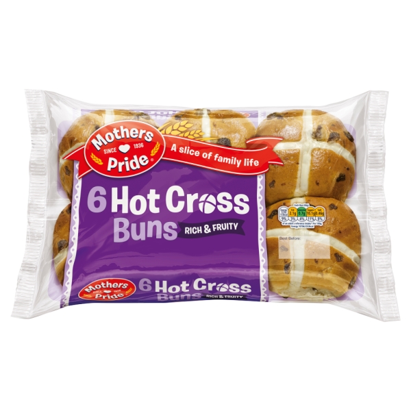 6 Mother's Pride Hot Cross Buns (6)